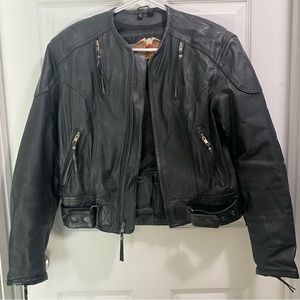 Harley Davidson Womens Black Leather Motorcycle Jacket